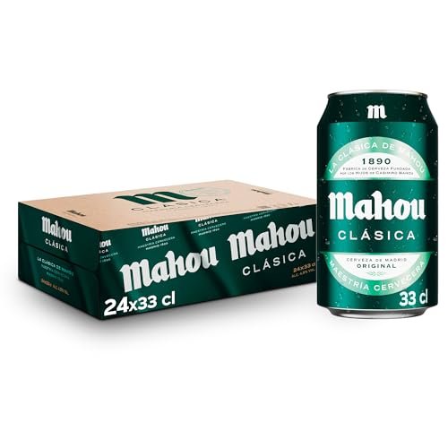 Mahou Clásica, Cerveza Lager Dorada, Pack 24 Latas x 33cl